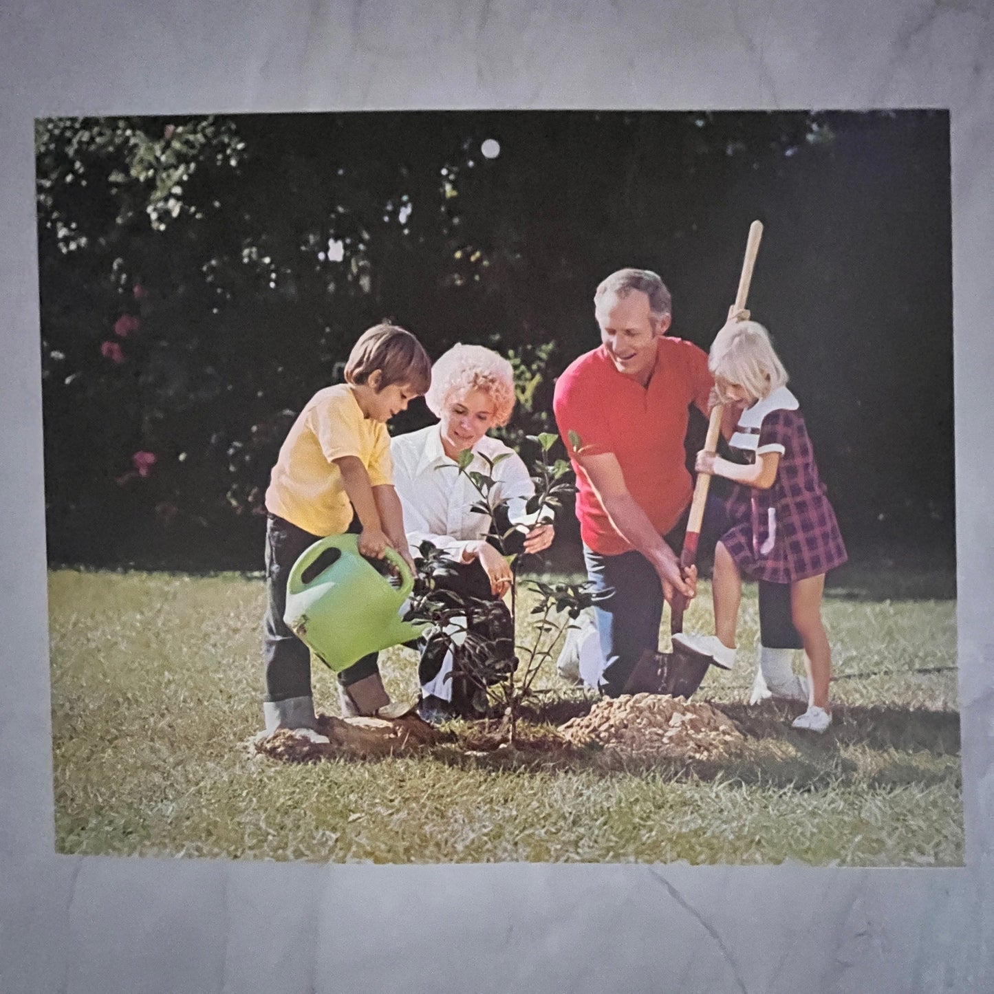 1978 Retro Kitsch Grandparents & Children Gardening 8x10" Art Print V23