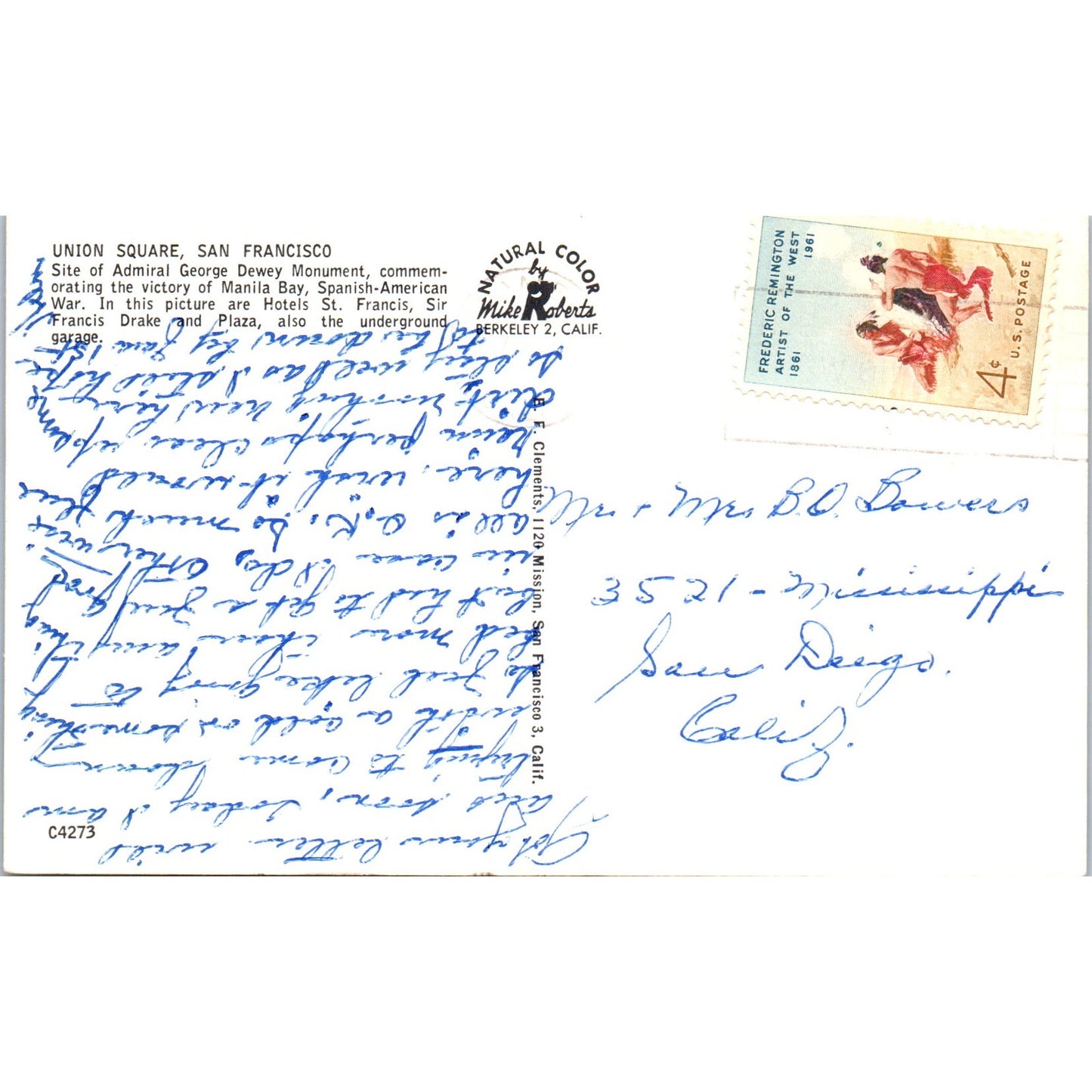 Admiral George Dewey Monument Union Square San Francisco Vintage Postcard PE4