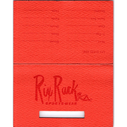 Rix Rack Sportswear San Pedro Orange CA Vintage Business Card TH2-B1