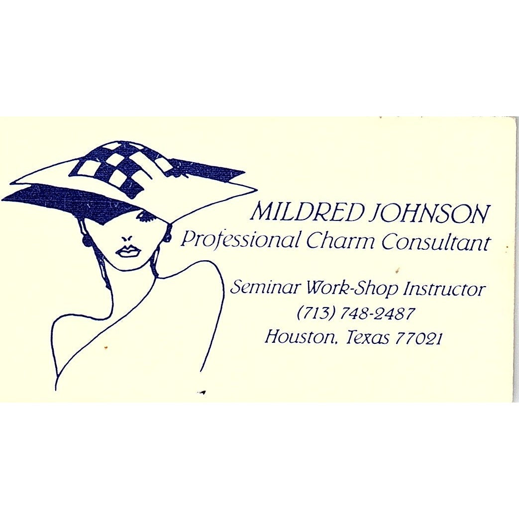 Mildred Johnson Professional Charm Consultant Houston TX Business Card SB4-B2