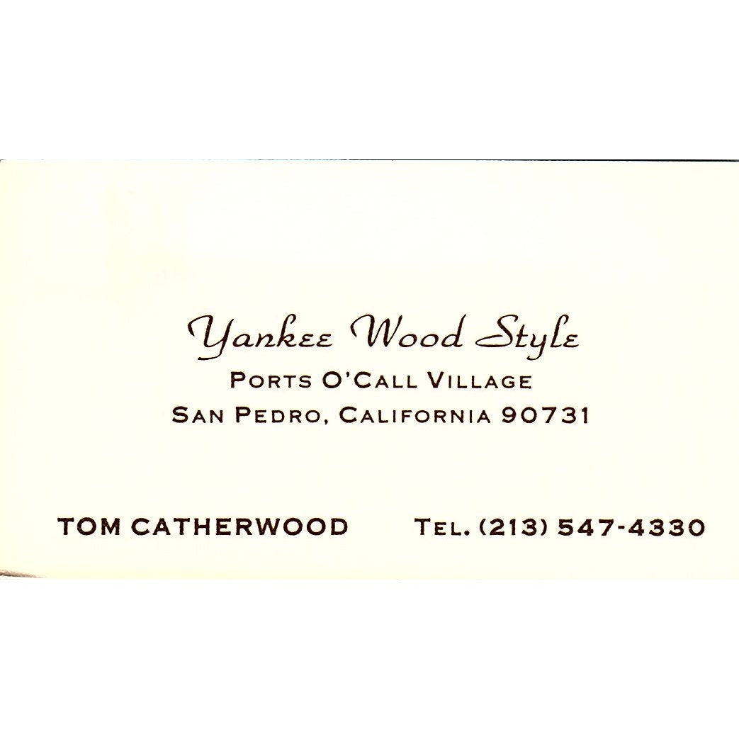 Yankee Wood Style Tom Catherwood San Pedro CA Vintage Business Card SF3-B4
