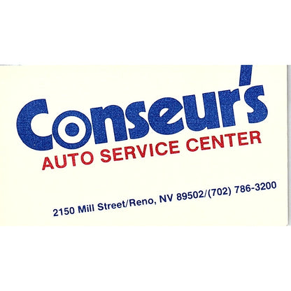 Conseur's Auto Service Center Reno NV Vintage Business Card SE3-B14