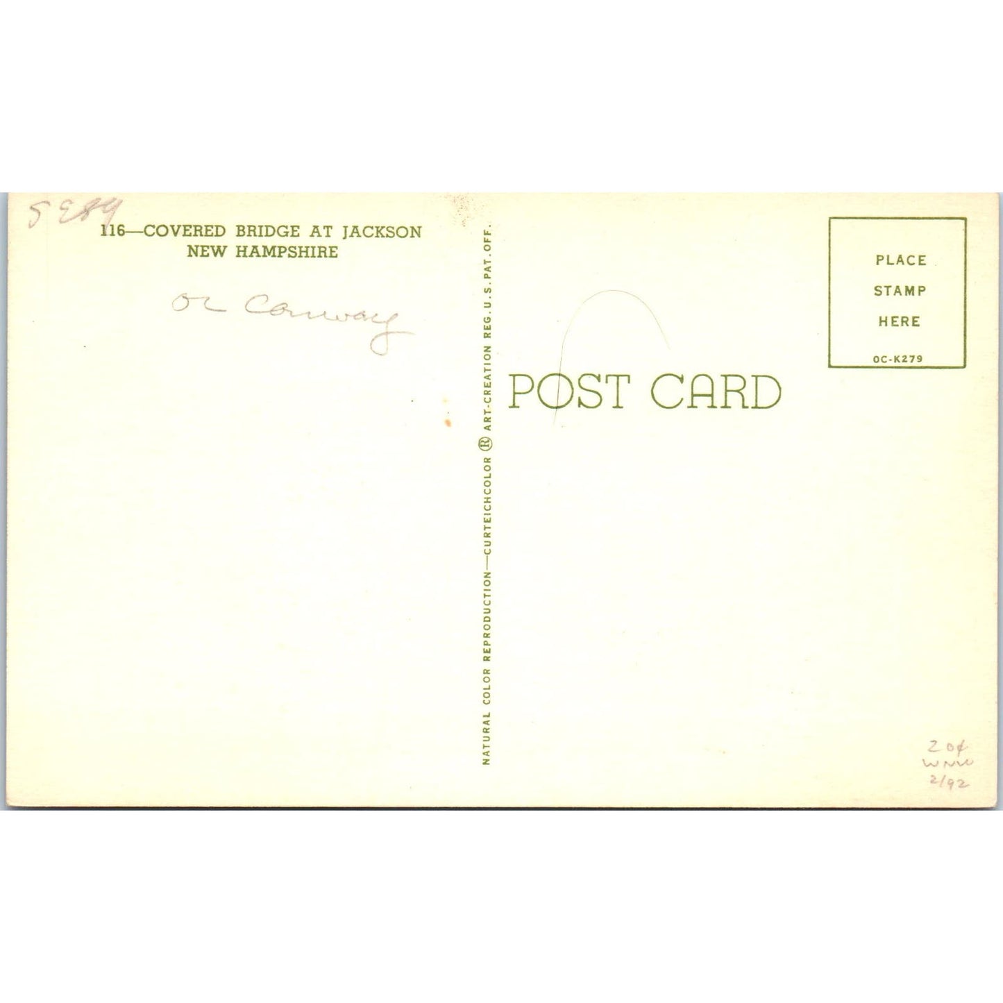 Jackson New Hampshire Covered Bridge Postcard PB13