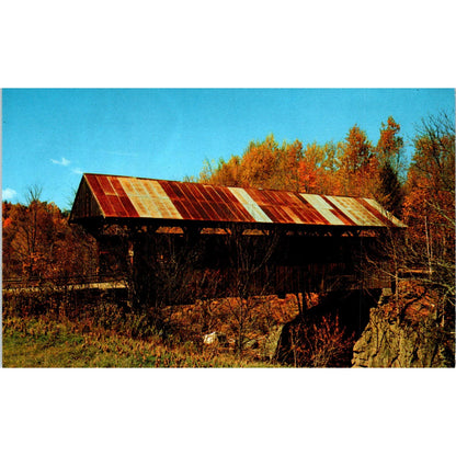 Covered Bridge in Stowe Vermont Vintage Covered Bridge Postcard PD6