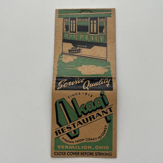 Okagi Restaurant Vermilion Ohio Vintage Matchbook Cover TB8-MB-3