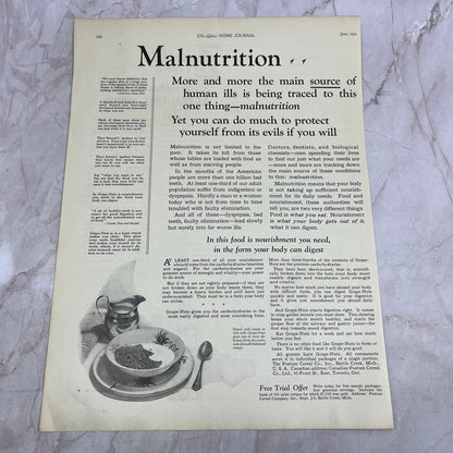 Grape Nuts Postum Cereal Co Battle Creek MI 1924 Magazine Ad FL6-11