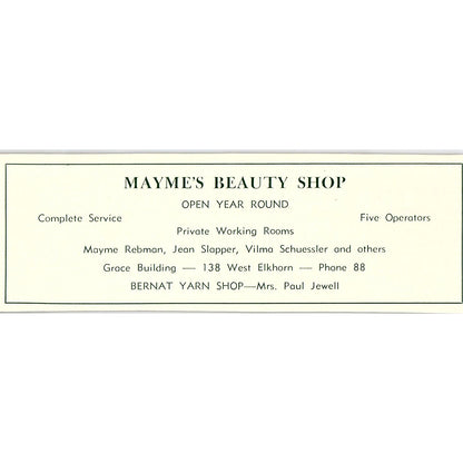 Mayme's Beauty Shop Mayme Rebman Jean Slapper 1957 Estes Park CO Ad AG4-M1