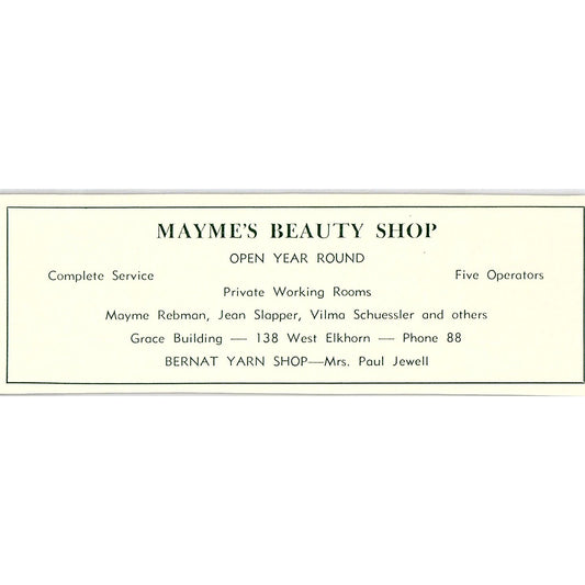 Mayme's Beauty Shop Mayme Rebman Jean Slapper 1957 Estes Park CO Ad AG4-M1