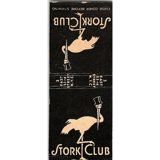 The Stork Club 3 East 53rd Street NYC Vintage Matchbook Cover SC7-Y4