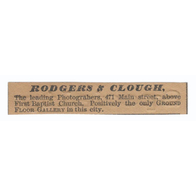 Rodgers & Clough Photographers Hartford 1886 Newspaper Ad AF7-SS6