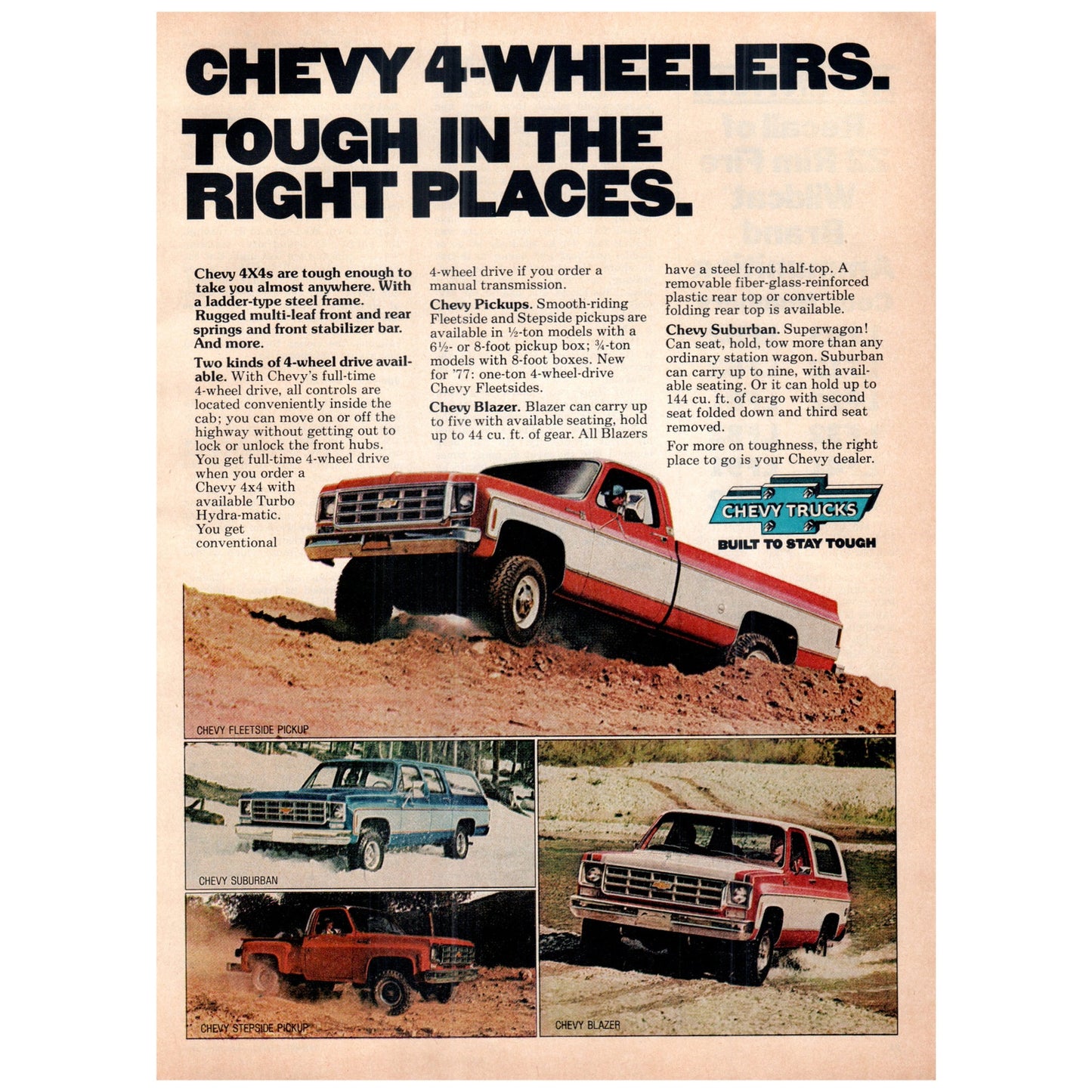 Chevrolet Chevy 4x4 Trucks Suburban Stepside Blazer 1977 Ad D25