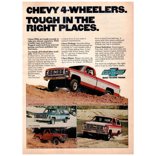 Chevrolet Chevy 4x4 Trucks Suburban Stepside Blazer 1977 Ad D25
