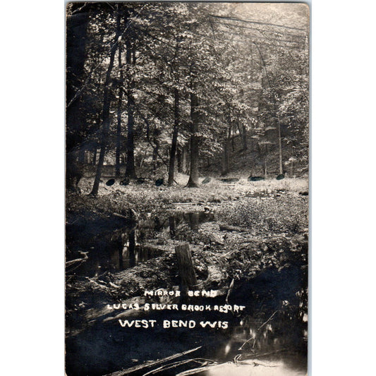 1920 Mirror Bend Lucas Silver Brook Resort West Bend WI Vintage Postcard PD10
