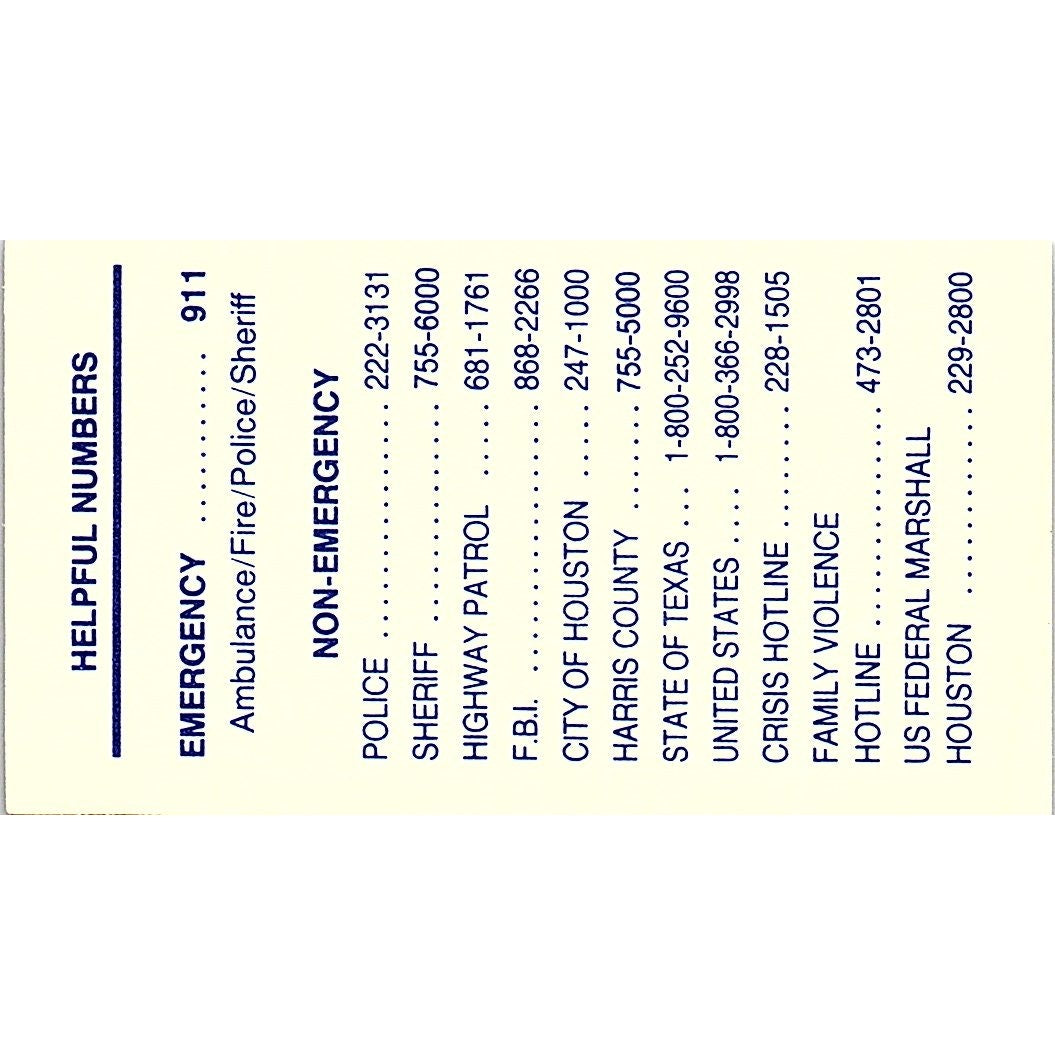 Constable Victor Trevino Precinct No 6 Houston Vintage Business Card SC9-B1