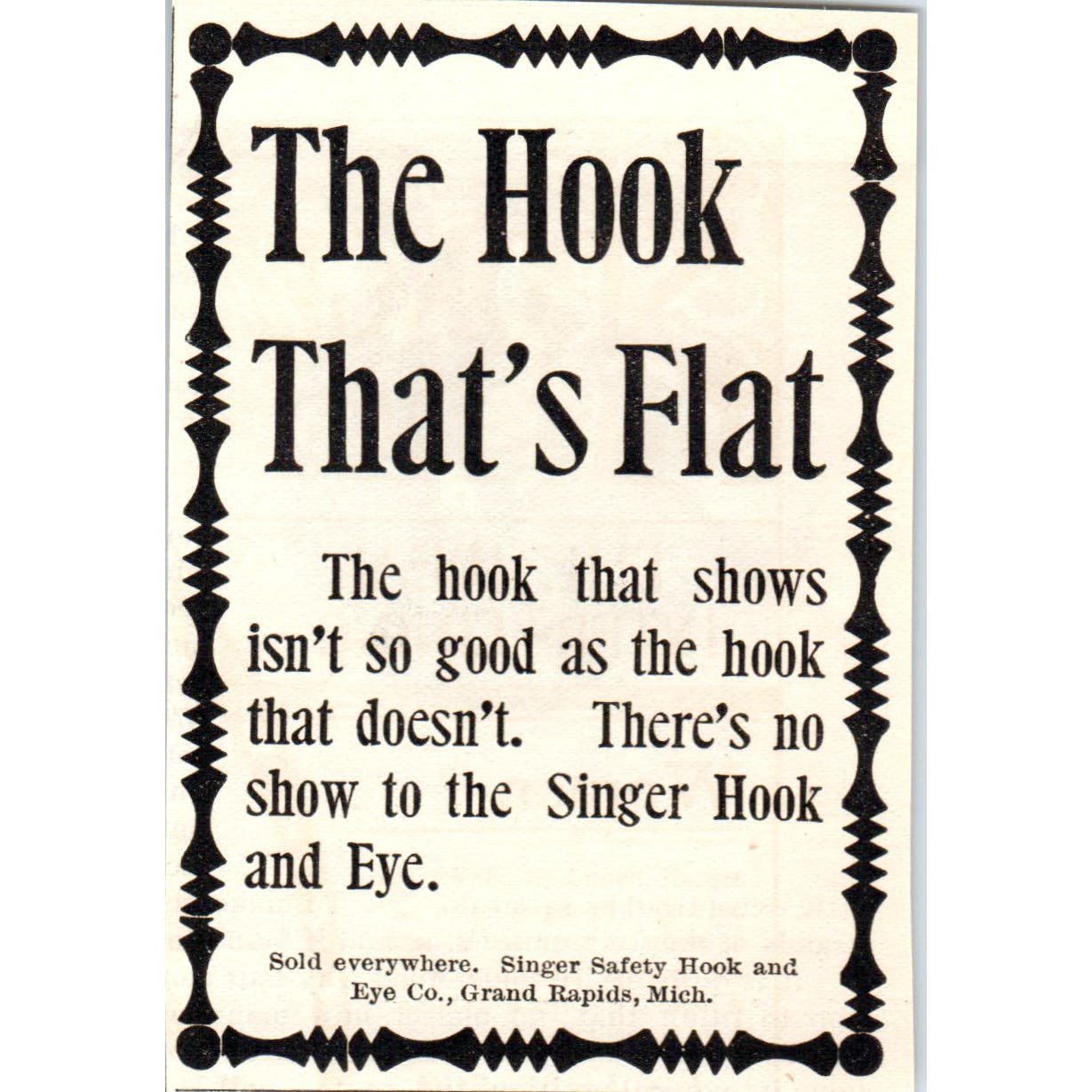 Singer Safety Hook & Eye Co Grand Rapids MI c1905 Advertisement AE7-A3