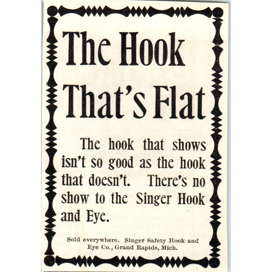 Singer Safety Hook & Eye Co Grand Rapids MI c1905 Advertisement AE7-A3