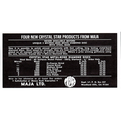 Maja Limited Crystal Star Products Woodland Hills CA 1972 Ad AF8-M4
