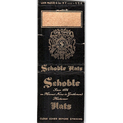 Schoble Hats Vintage Matchbook Cover SF3-Y2