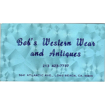 Bob Johnston Western Wear Square Dance Caller Long Beach Business Card SD9-B10