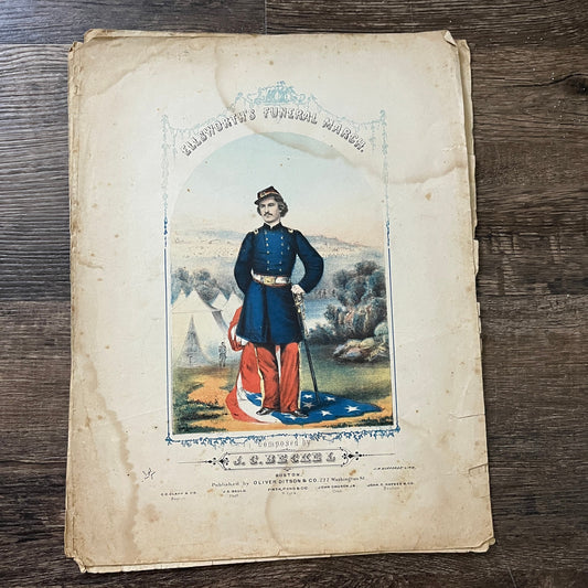 1861 Civil War - Ellsworth's Funeral March J.C. Becke Original Sheet Music V33-4