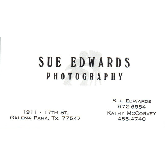 Sue Edwards Photography Kathy McCorvey Galena Park Vintage Business Card SD8-B17