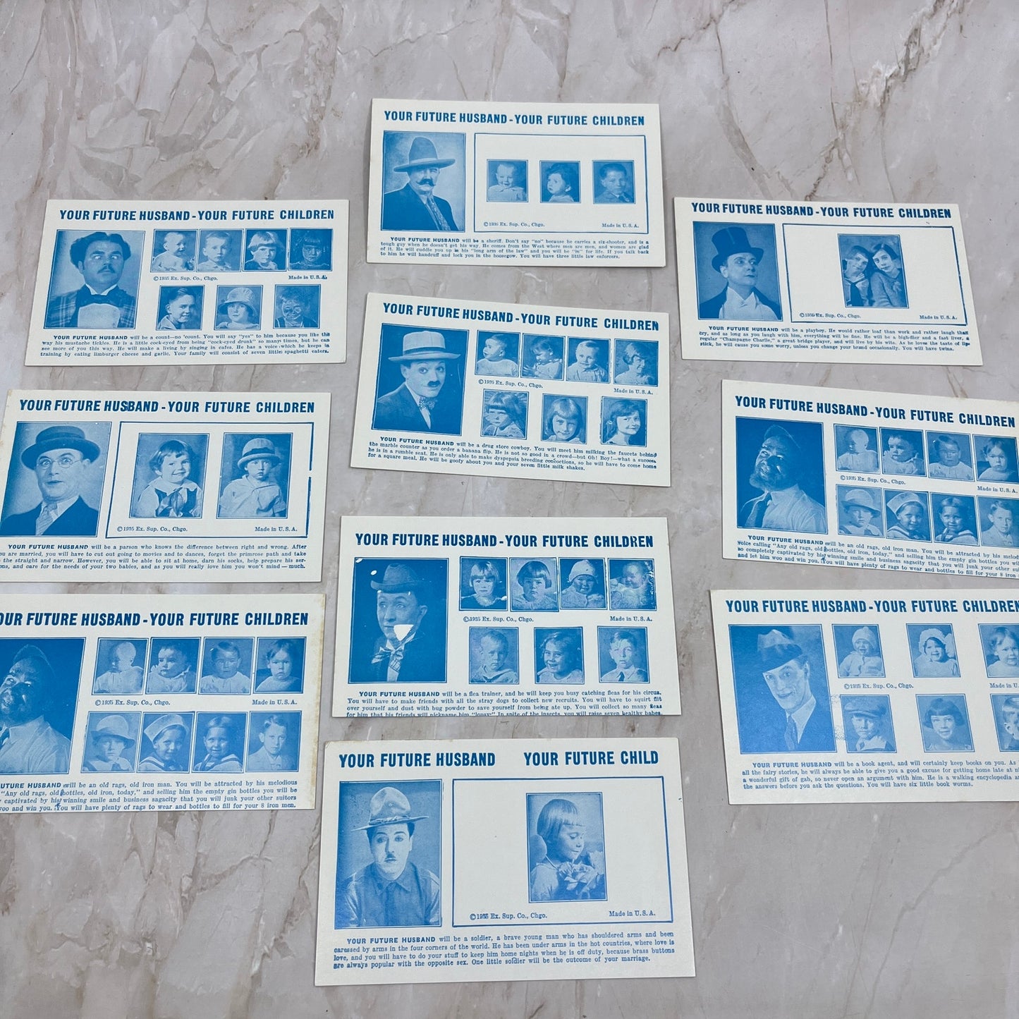 1930s Lot of 10 Penny Arcade Your Future Husband Fortune Telling Cards P5-1