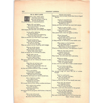 To a Sky-Lark Percy Bysshe Shelley, To Mary in Heaven Burns 1884 Poem TA5-CJ-3