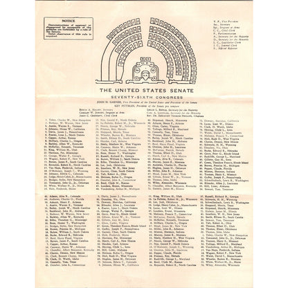 1940 Diagram of the United States Senate 76th Congress B6
