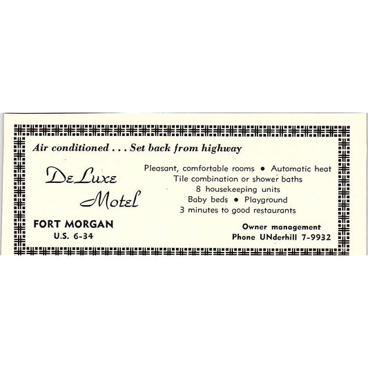 DeLuxe Motel Fort Morgan CO 1958 Ad AG1-M3