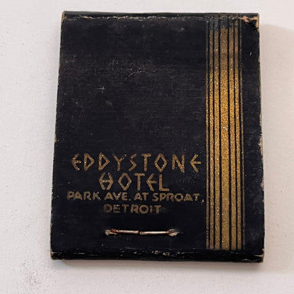 Eddystone Hotel Park Ave at Sproat Detroit MI Vintage Matchbook Cover TB8-MB3-2