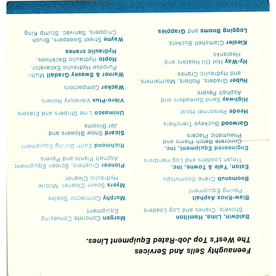 Feenaughty Machinery co. Graeme Leggatt Portland Oregon, Business Card SB4-B4