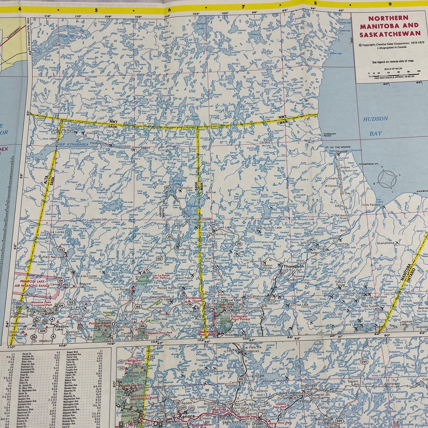 1972-73 Shell Oil Manitoba Saskatchewan Canada Travel Map Fold Out TG8-Z