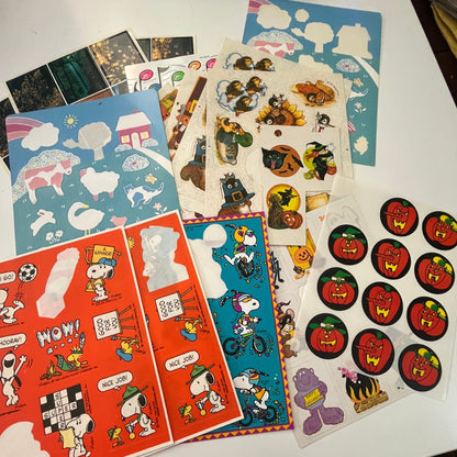 Lot of Vintage Retro Sticker Sheets Peanuts Halloween Music Fall Snoopy J17