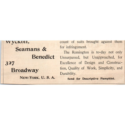The Smith Premier Typewriter Co Syracuse NY 1892 Magazine Ad AK6-H1