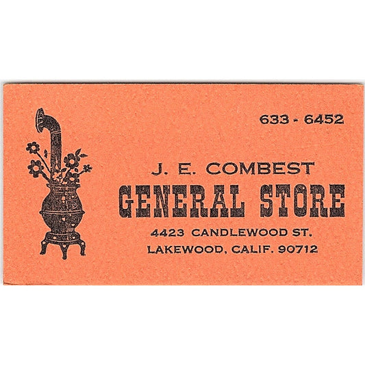 J.E. Combest general Store Lakewood California Vintage Business Card SF3-B3