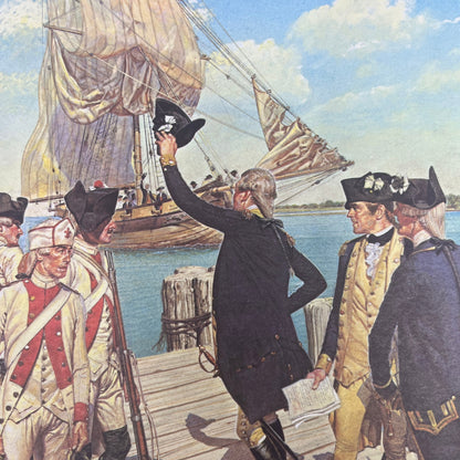 1781 French Troops at Chester PA Rochambeau and Washington 1965 Art Print V14-4