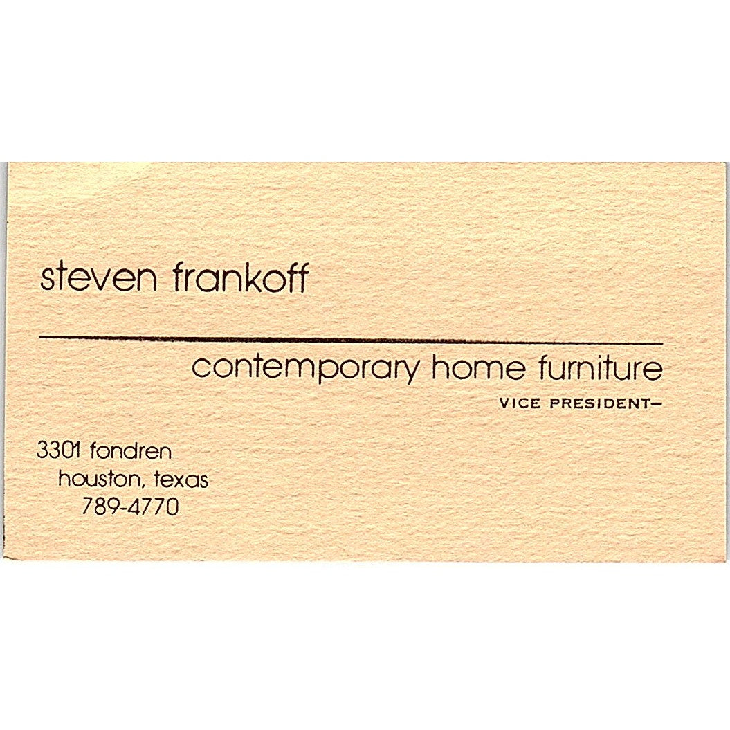 Steven Frankoff Contemporary Home Furniture Houston Texas Business Card SF3-B4