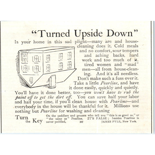 House Turned Upside Down Pearline Soap James Pyle NY c1890 Victorian Ad AE8-CH1