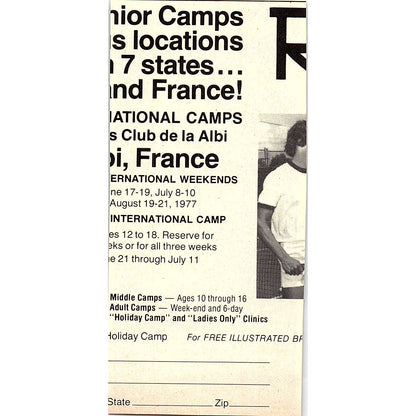 Harry Hopman's International Tennis Camp Bardmoor Country Club FL 1977 Ad AF3-Q2