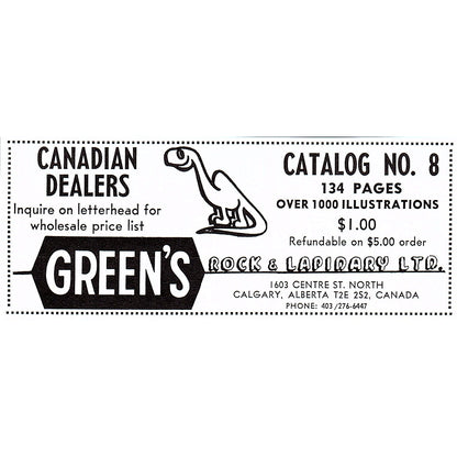 Green's Rock & Lapidary Ltd Calgary Alberta Canada 1972 Ad AF8-M4