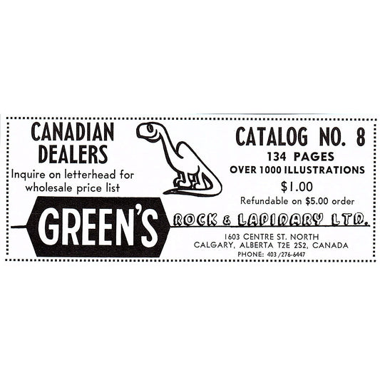 Green's Rock & Lapidary Ltd Calgary Alberta Canada 1972 Ad AF8-M4