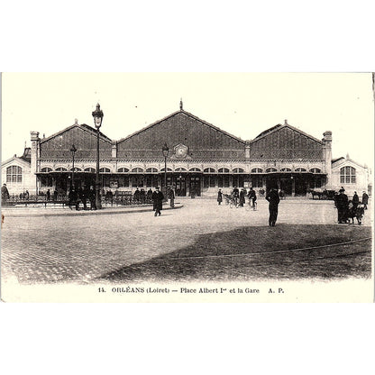 Orleans Loiret Place Albert Et La Gare French Antique Postcard PE11