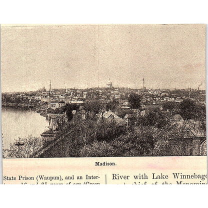 Juneau Park in Milwaukee WI 3x4" 1901 Engraving AF6-M16