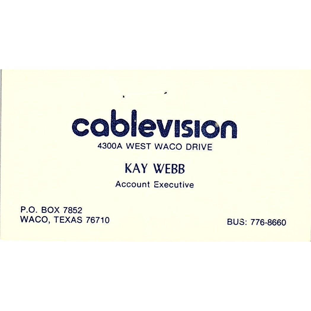 Cablevision Kay Webb Waco TX Vintage Business Card SSB4-B12