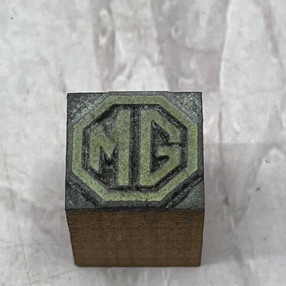 MG Motor Company Logo Vintage Letterpress Printers Block Plate SF5-S