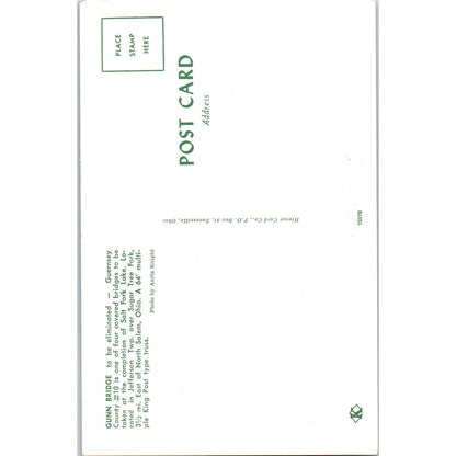 Gunn Bridge Guernsey County 10 North Salem OH Covered Bridge Postcard PC11