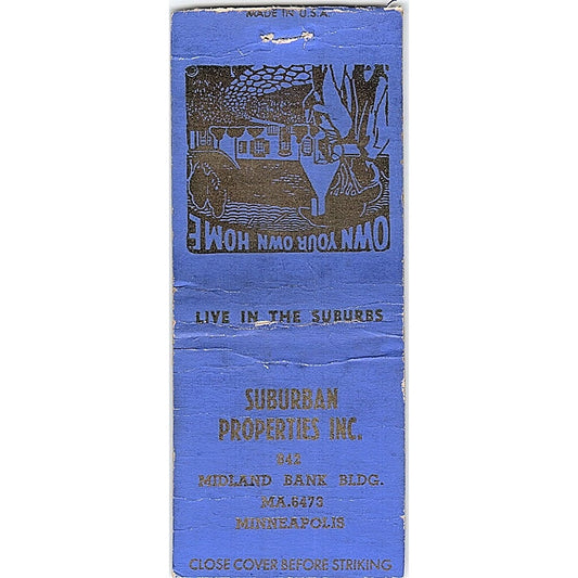 Suburban Properties Inc Minneapolis MN Vintage Matchbook Cover SF3-Y9