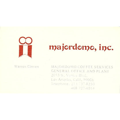 Warren Cloven Majordomo Inc Los Angeles Vintage Business Card SD9-B9