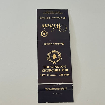 Sir Winston Churchill Pub, Galerie Winnie Montreal Vintage Matchbook MM5-9