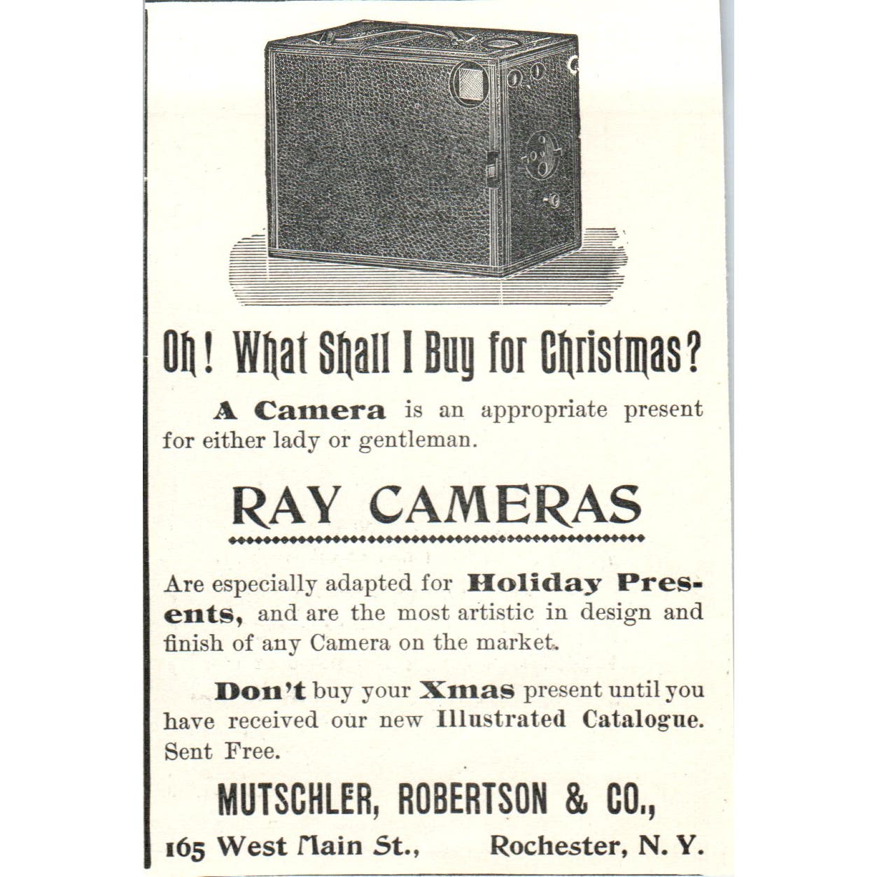 Ray Cameras Mutschler, Robinson & Co Rochester NY 1897 Victorian Ad AE9-TS10